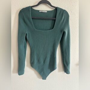 Abercrombie & Fitch Ribbed Square Neck Sweater Bodysuit Womens size S